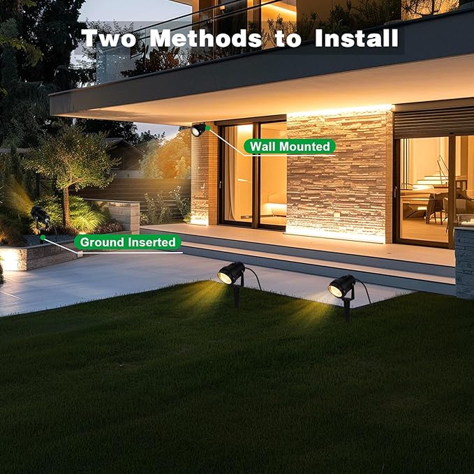 Outdoor Landscape Lighting: 18 CoB LEDs IP65 Waterproof Landscape Lights Plug in, 10W 2700K Warm White Outdoor Spot Lights for Yard Garden Pathway House