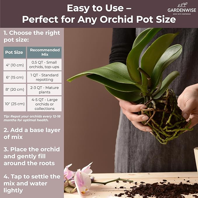 Orchid Potting Mix – Orchid Bark, Sphagnum Moss, Tree Fern & Perlite for Repotting Phalaenopsis Orchids, Indoor Plants, Orchid Soil Medium – Sustrato para Orquídeas (10 Quart)