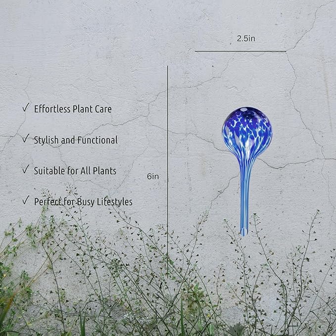 LGL Plant Watering Globes - 1 Piece. Decorative Self Watering Planter Inserts Made From Hand-Blown Durable Glass. Keep your Outdoors and Indoor Plants Healthy. Ideal Plant Lover Gift (1pk Small)