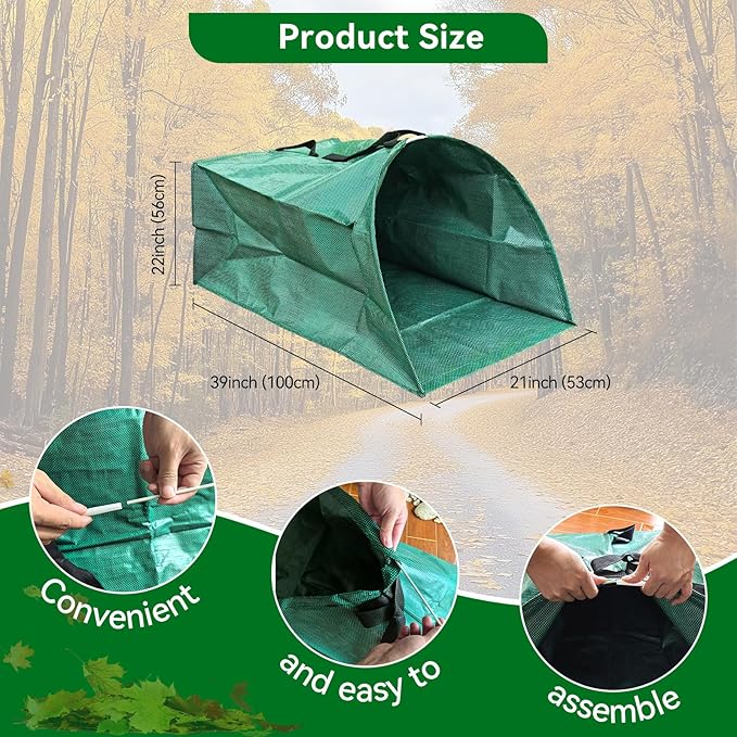 53 Gallon Leaf Collector，Large Yard Dustpan，Portable Pop Up Leaf Bags, Foldable Leaf Pick Up Tools，Reusable Yard Garden Bags for Leaves Lawn Trash（200L）