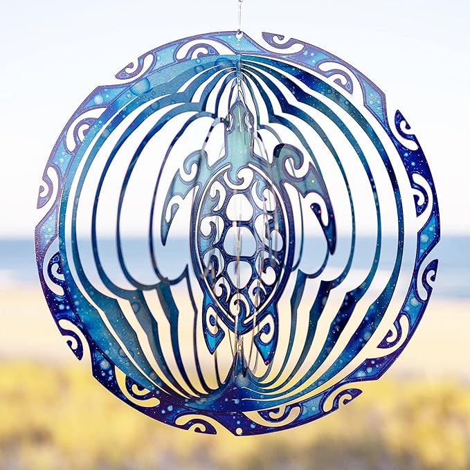 VP Home Tribal Turtle Kinetic Wind Spinners for Yard and Garden Wind Spinner Outdoor Metal Large Hanging Turtle Decor 3D Garden Art Wind Sculpture Spinners Kinetic Art Lawn Ornaments, 12x15 inches