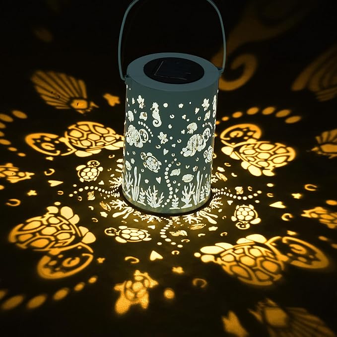 2 Pack Sea Turtle Solar Lantern - Outdoor Waterproof Hanging Solar Light - Garden Gifts for Women, Mom, Sisters, Friends, Christmas, Birthdays- Garden, Patio, Yard Decor- Durable Large Blue