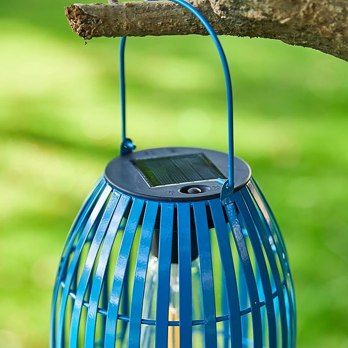 Solar Lantern Outdoor Waterproof Hanging Metal Birdcage Shaped Lantern Decorative Solar Light for Garden Yard Patio Porch