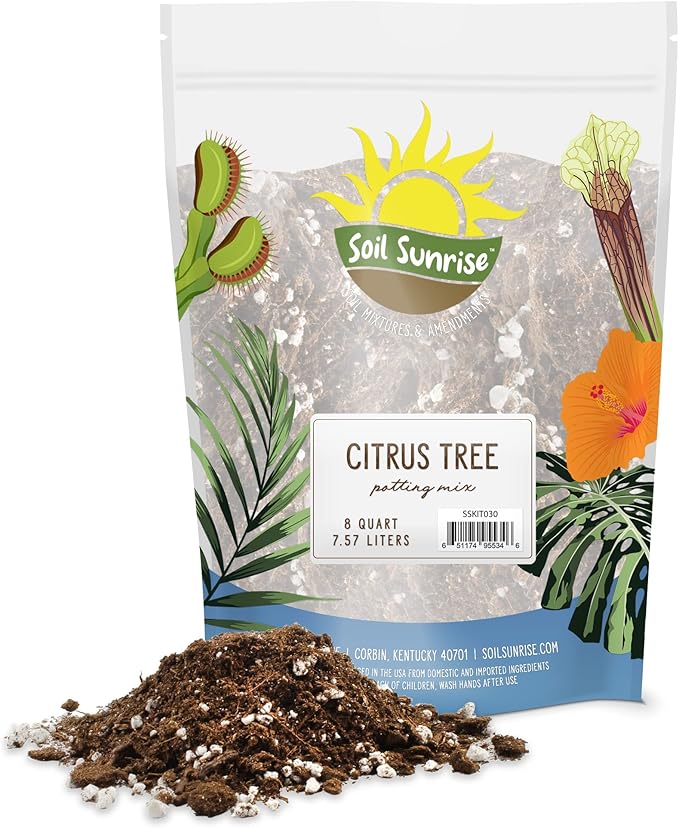 Citrus Tree Potting Soil Mix (8 Quarts), Special Blend for Indoor Oranges, Lemons, Limes and More