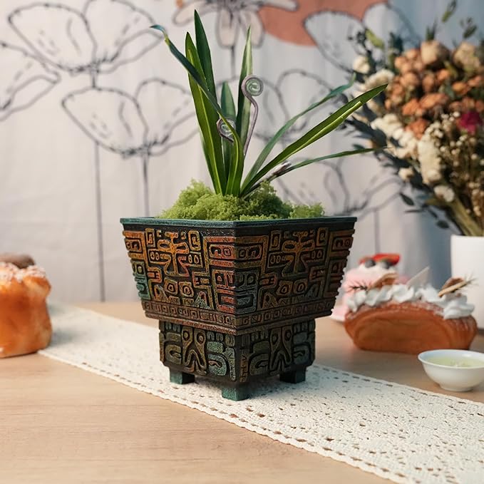 Mystic Butterfly Self Watering Pots for Indoor Plants, Resin 6 Inch Plant Pot, Boho Flower Pots with Drainage Unique Planters for Outdoor Plants with Hidden Safe Pen Holder for Desk Home Decor