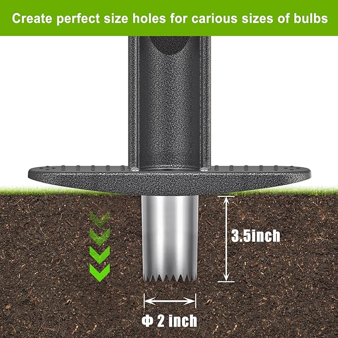 Dolibest Bulb Planter Tool w/Soft Rubber Grip, Grass Plugger Tool w/Stainless Steel Sharp Serrations, pre-Assembled Sod Plugger w/Centre Auto Dump Design for Lawn Planting Bulbs and Grass Repair