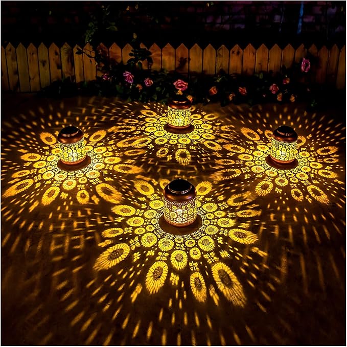 Sunflower Solar Lanterns Outdoor Waterproof Hanging Solar Lights Sunflower Gifts for Women Men Mom Metal Decorative LED Outdoor Lanterns for Patio,Lawn,Landscape, Garden Decor, Yard Decoration