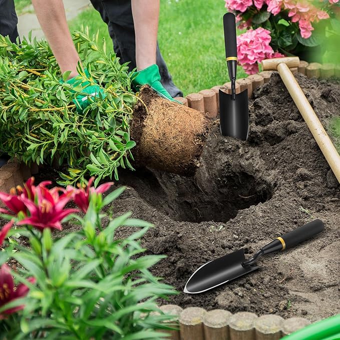 8 Garden Trowel Heavy Duty Garden Hand Shovel Tool Carbon Steel Trowel for Digging Metal Hand Shovel Spade with Resin Handle for Lawn Yard Farm Home Shop Planting