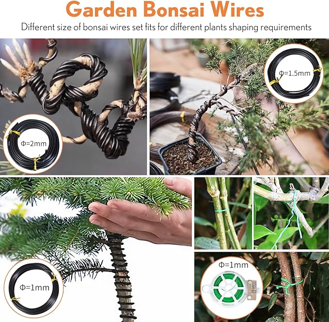Bonsai Tools Kit 20 Pcs Garden Tools Set for Beginner, Includes Bonsai Wire Kit, Plant Mat, Pruning Shears, Bonsai Scissors, Succulent Tools in Leather Storage Bag, Gardening Gift for Women Men