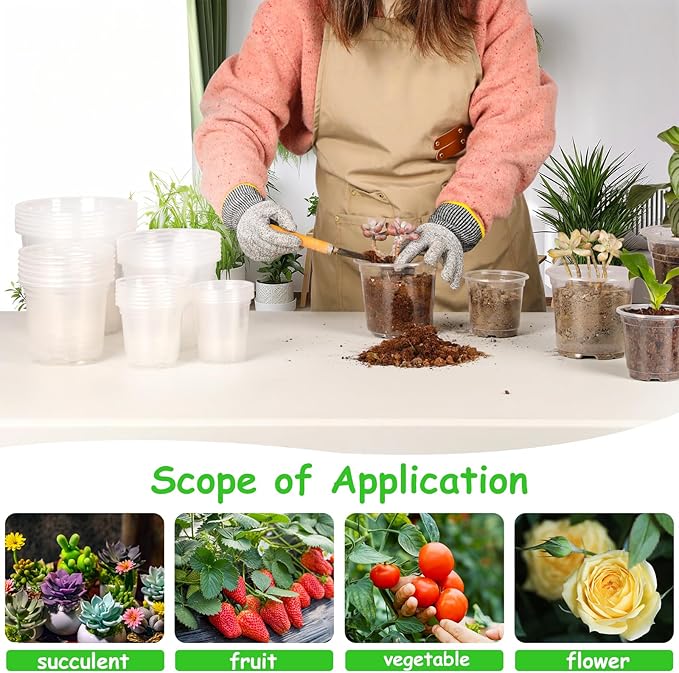 30 Pack 3.5/4/5/6/7 Inch Clear Nursery Pots with Drainage Holes, Transparent Plastic Pots for Plants, Reinforced Seed Starter Pots Garden Pots Flower Pots Indoor Outdoor