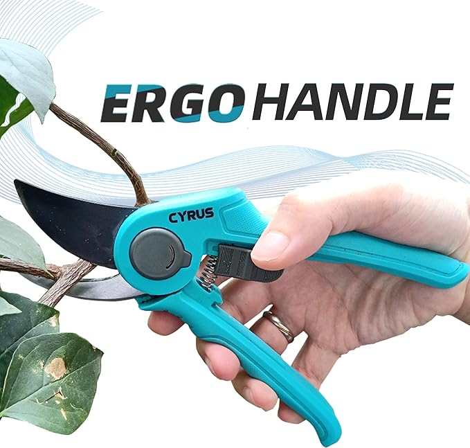 8” Pruning Shears for Gardening Stainless Steel Gardening Hand Pruner, Bypass Pruning Shears Steel Blades with Adjustable Up to 3/4" Cut, Non-stick Coating