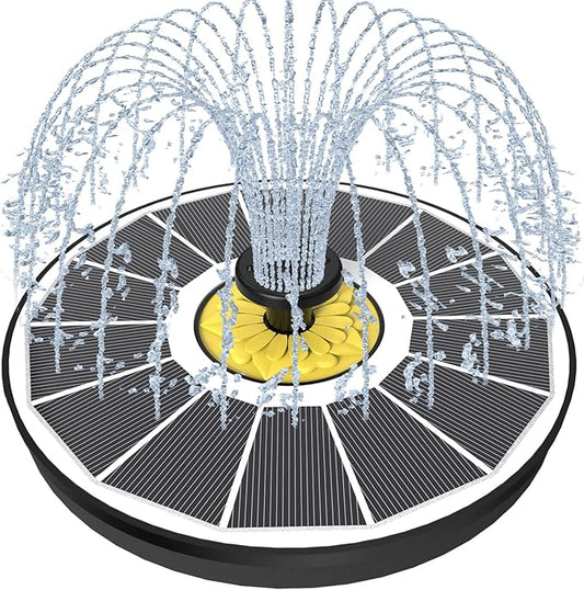 Solar Fountain for Bird Bath, 3.5W Upgraded Solar Bird Bath Fountains with 4 Fixed Pipes 7 Nozzles No Battery, Solar Fountain Pump for Bird Bath Outdoor(White)