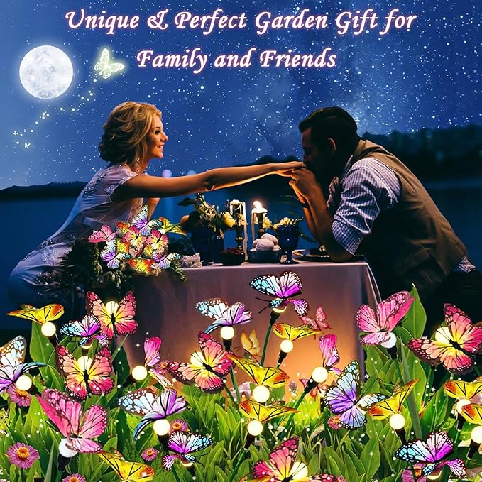 Swaying Solar Butterfly Light, Solar Garden Lights Outdoor Waterproof,Garden Decoration for Yard,Patio,Lawn,Pathway (2 Pack)