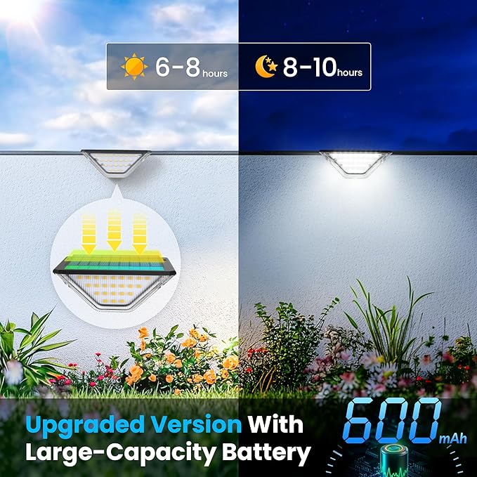 SOLPEX Solar Step Lights Outdoor,Solar Deck Lights for Outside,Two-Sided Stair Lights with 33 LEDs,Waterproof IP65 for Garden,Fence,Deck,Steps,Stair,Porch（2 Pack,Cold White）