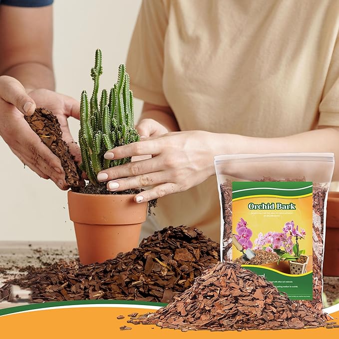 2qt Orchid Bark Horticultural Grade- Natural Mulch for Potted Plants, Root Development of Orchid Plants and Garden Soil Amendment Mix