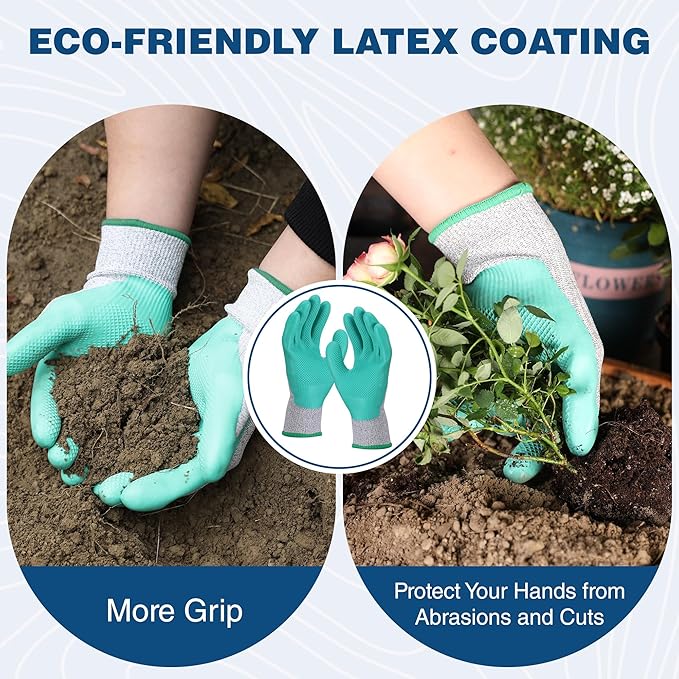 WORKPRO Aluminum Garden Tool Set, 4PCS Heavy Duty Hand Garden Tools with Box Include Trowel, Rake, Pruner, Garden Gloves, Floral and Insect Printing, Garden Gifts