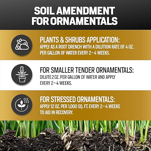 1 Gallon 20% Humic Acid for Lawn - Covers 20,000 sq ft, Humic20 Soil Amendments, Ideal Soil Conditioner for Lawns, Promotes Aeration & Better Structure for Stronger Roots & Healthy Grass Growth