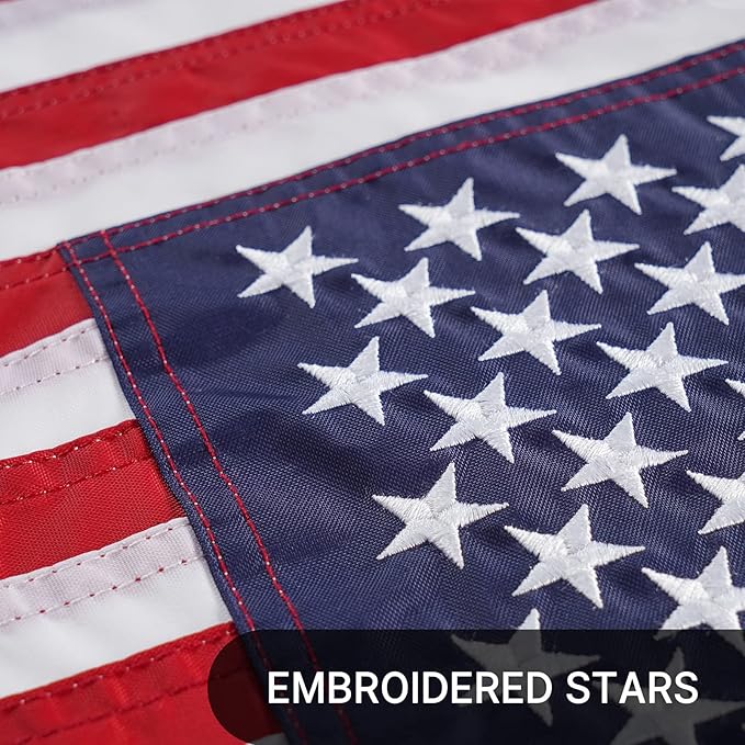 AZCOVER American Flag 16x24 Inch Boat Flag for Outside Made in USA Heavy Duty Nylon American Flags for Outdoor with Embroidered Stars Sewn Stripes and Brass Grommets All Weather Lasting United States