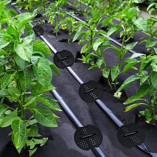 Finderomend 100 Pack Landscape Staples and 100 Pack Gaskets,11 Gauge 5" Galvanized Steel Garden Staples with Black Pads for Weed Barrier Grass