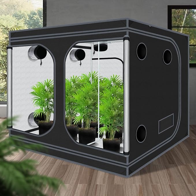 Grow Tent 120"x120"x78" Grow Tents Plant Tent 600D Mylar Reflective Grow Tent for Hydroponics Indoor Growing with Observation Window and Waterproof Floor Tray 10x10