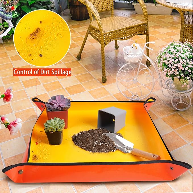 3 Pcs 26.8" x 26.8" Repotting Mat for Indoor Plants Transplanting and Potting Soil Mess Control, Plant Gifts for Plant Lovers