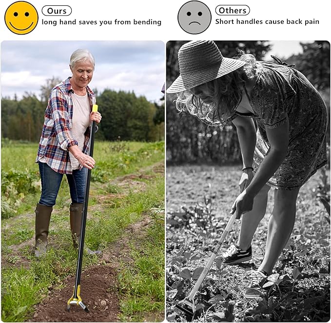 BsBsBest Scuffle Hoe Garden Tool, Stirrup Loop Stirrup Hoe with 72 Inch Adjustable Long Hand, Great for Weeds in Backyard,Vegetable Garden