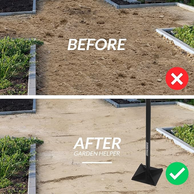 Hand Tamper Tool, Fully Welded Heavy Duty Steel Ground Garden Tamper for Soil Yard Landscaping -8x8Inch