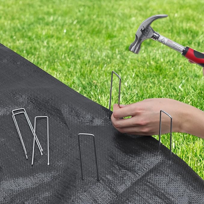 HongWay 50 Pack Landscape Staples 6 Inch 11 Gauge Stakes, Galvanized Garden Staple U-Shaped Pins and Landscaping Staples for Sod Anchoring Landscape Fabric Irrigation Tubing