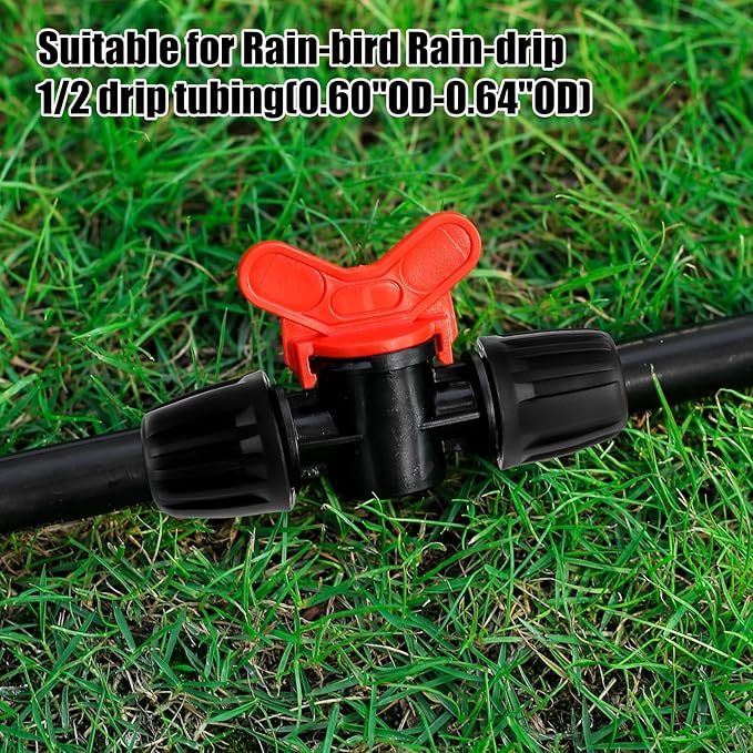 8pc 1/2 inch Irrigation Fittings ANTI-DROP Drip Irrigation Valve,Lock Barbed Valve For (1/2" ID x0.6-0.63" OD) Drip Tubing Anti-Drop Drip Irrigation Fittings