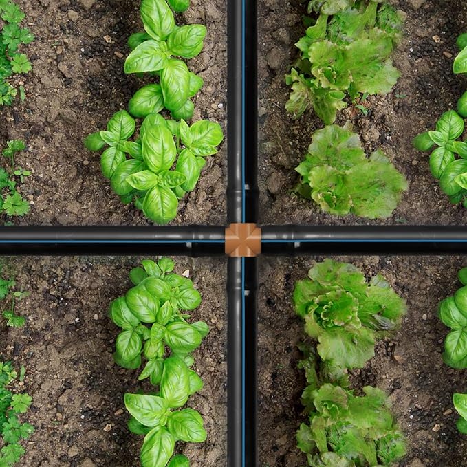 16 Pieces Drip Irrigation Cross Fittings, 1/2'' Drip Line Barbed Cross Tee Connectors for 1/2 Inch Irrigation Tubing 4-way Cross for Garden Drip Sprinkler Systems