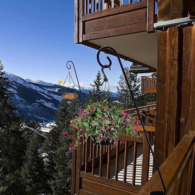 MIXXIDEA 2 Packs Heavy Duty Deck Rail Pole Deck Hook, Extensible and Adjustable Deck Hook for Hanging Bird Feeder, Plants, Suet Baskets,Wind Chimes,Lanterns