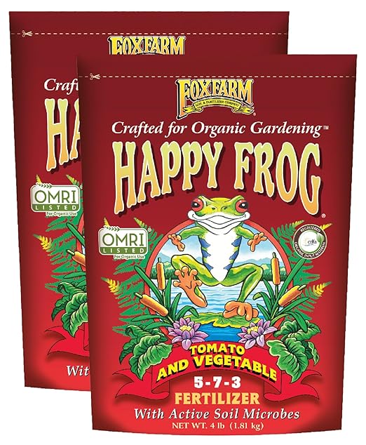 Fox Farm Happy Frog Tomato and Vegetable Fertilizer - Dry Tomato Fertilizer for Strong Growth, Plant Resistance, and Root Efficiency, NPK 5-7-3 (4 lb (2 Pack))