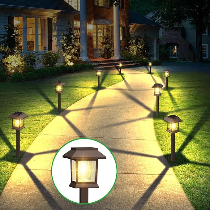 Solar Pathway Lights Outdoor, 6 Pack Upgraded LED Waterproof Solar Outdoor Lights, Landscape Lighting for Outside Driveway Garden Landscape Walkway Path Yard Lawn Decor (6)