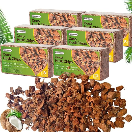 Coco Husk Chips Coconut Substrate for Garden Potting Soil Coconut Brick for Indoor Outdoor Flowers Plants Compressed Low EC Coco Husk Mulch for Garden Coconut Substrate for Reptiles