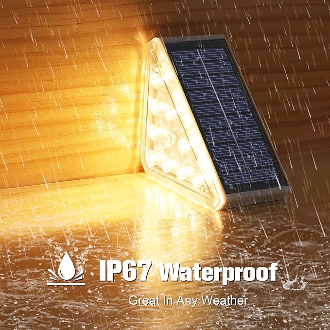 VOLISUN Solar Step Lights for Outside 8 Pack, Solar Stair Lights Outdoor Waterproof IP67, LED Outdoor Step Lights, Outdoor Stair Lights Decor for Deck, Front Step, Front Porch and Patio (Warm White)