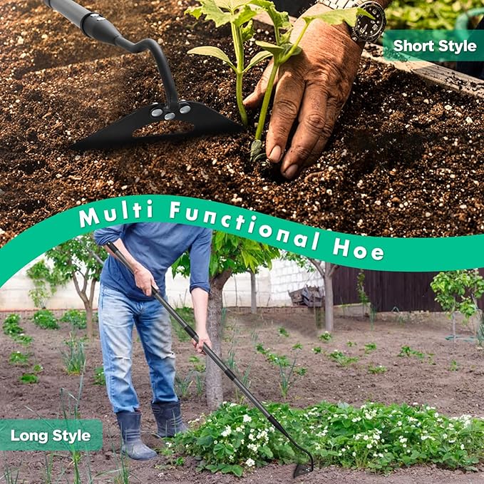Hoe Garden Tool with 70Inch Long Handle, Heavy Duty Garden Hoes for Weeding Loosening Soil Digging Planting Ridging, Handy Hoe Gardening Tools Weeding Hoe