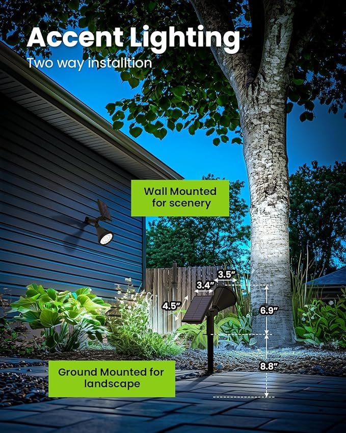 Solar Spot Lights Outdoor Waterproof, Solar Powered Flag Lights Halloween Lights, Landscape Spotlights for Tree, House, Yard, Garden, Christmas Decorations-4 Pack