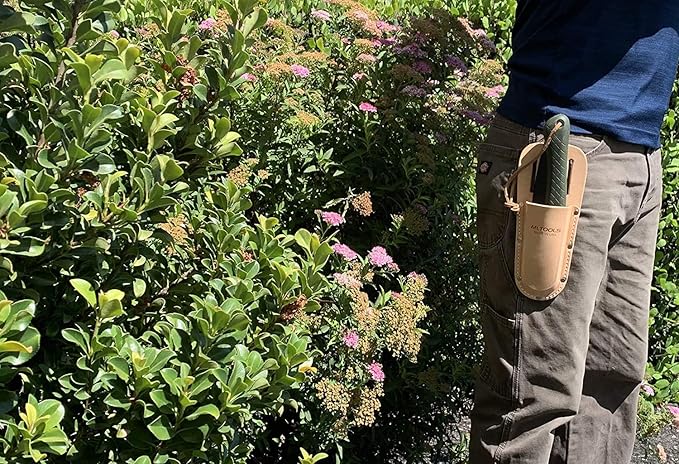 Leather Holster for Pruning Shears | Made in USA | 100% Fine Grain Leather | Gardening Equipment Case with Steel Metal Clip | Nifty Pouch for Hand Pruners | Wide Belt Slits