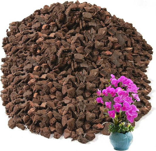 10 Quarts Orchid Potting Bark, Sun-Dried New Zealand Medium Organic Pine Wood Chip Barks for Orchids Mix Plant Compost, Natural Houseplant Mulch for Plant Development