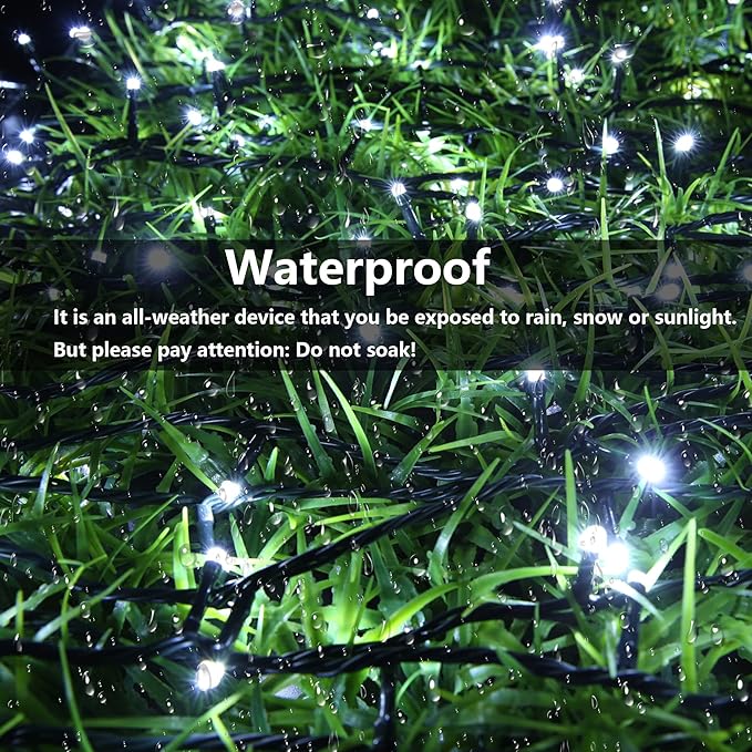 Joomer Solar Christmas Lights, 2 Pack Total 144 FT 400 LED 8 Modes Waterproof Solar Christmas Lights Outdoor for Christmas Decorations (White)