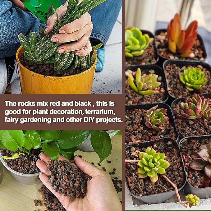 3lb Mix Lava Rocks for Plants-Horticultural Volcanic Rock Gravel for Landscaping Plants Drainage, Succulents, Bonsai, Vase Fillers, Terrarium Plants, Top Dressing