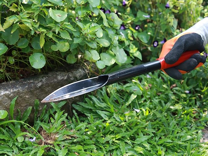 4PCS Garden Tools Set with 2-in-1 Tool Hoe/Cultivator Dual Head; Willow Leaf-Shaped Seeding Widger Gardening Trowel; Protective Gloves and Pruning Shear