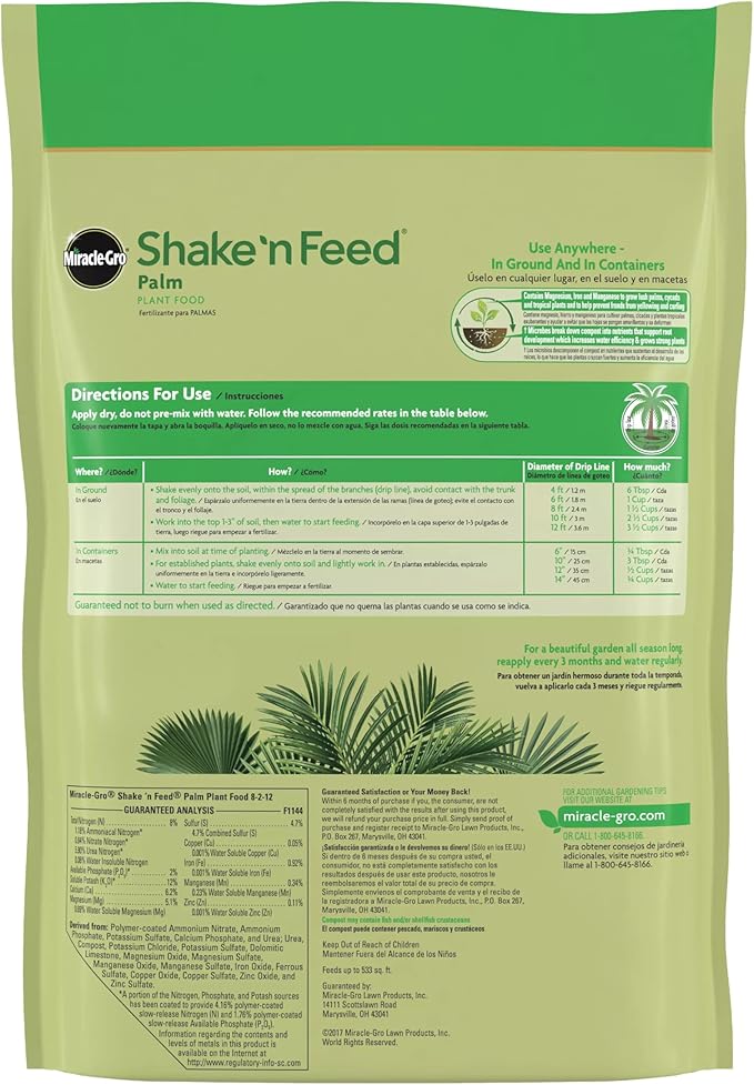 Miracle-Gro Shake 'N Feed Palm Plant Food, 8 lb., Feeds up to 3 Months