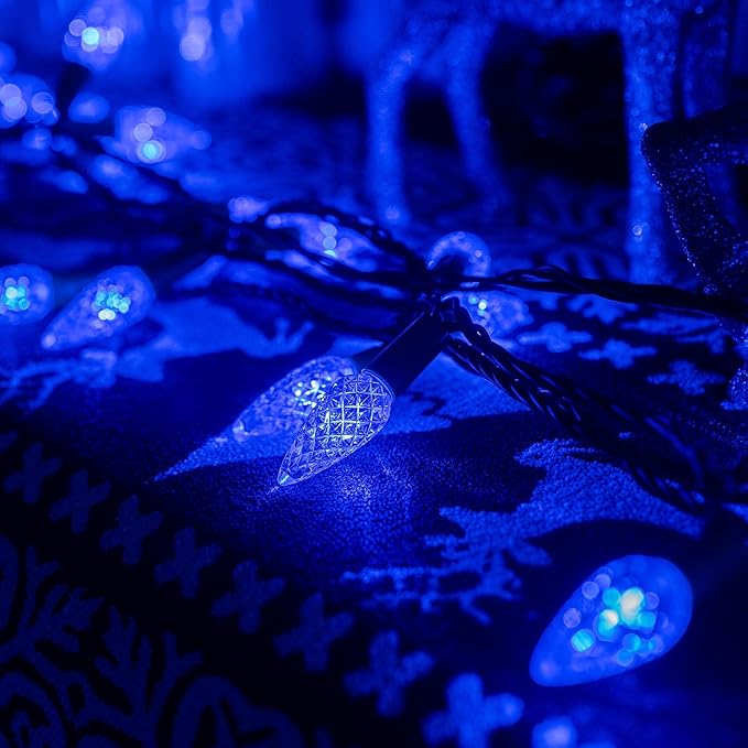 Dazzle Bright C6 Christmas String Lights, 200 LED 66 FT Waterproof Connectable String Lights with Timer, 8 Modes Christmas Lights for Indoor Outdoor Home Garden Yard Xmas Tree Decoration (Blue)