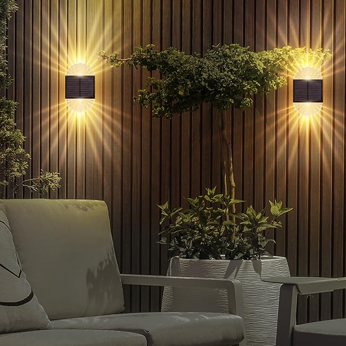 Solar Deck Post Outdoor Lights, 8 Pack Fence Solar Lights, Solar Fence Lights Outdoor Waterproof Led for Garden, Yard, Outdoor Patio Decor, Warm White, S-240