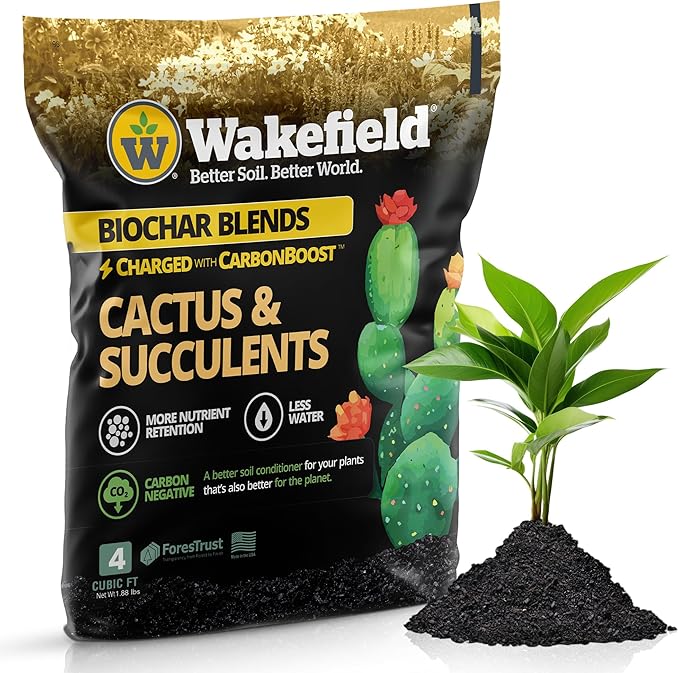 Blend for Cactus & Succulent – Premium Organic Cactus Soil with CarbonBoost Technology for Enhanced Growth – Specialized Soil Mix for Succulents Indoor Plants – 4 Quarts