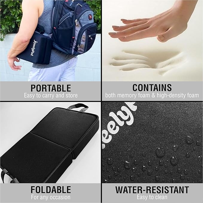 KneelyPad by Kneely | Kneeling Pad for Gardening, Exercise, Cleaning, & Mechanic Work | Extra Thick Memory Foam Knee Cushion for Gardening with Washable Cover | Foldable Gardening Knee Pad with Handle