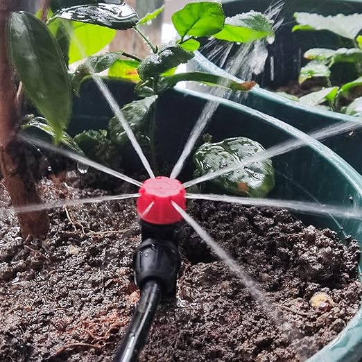 50pcs Drip Irrigation Emitters with Stake, Adjustable 360 Degree Water Flow Lock Barbed Dripper for 1/4" Drip Irrigation Tubing，Garden Irrigation Sprayer for (4-7mm) Watering System