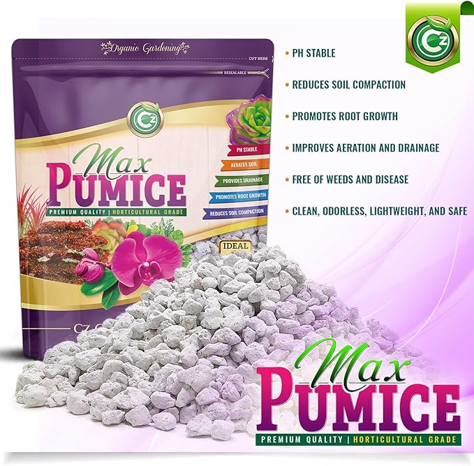 Pumice Stone Grow Media - Made in USA for Bonsai • Succulents • Cactus • Orchids - Horticultural Soil Amendment Additive Conditioner for Indoor and Outdoor Plants and Flower Gardens. OMRI Listed