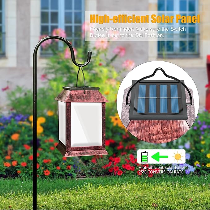 Solar Lanterns Outdoor Waterproof Upgraded Flashing Mode Solar Lantern Outdoor Lights Vintage Medieval Decor 3D Starry Hanging Outdoor Lanterns Lights Stake Lights for Yard Garden Decor（2PCS）